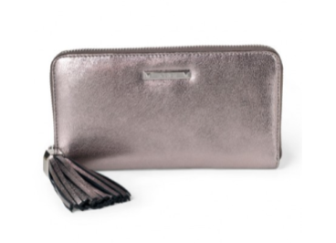 Mercer Zip Wallet- Pewter Metallic