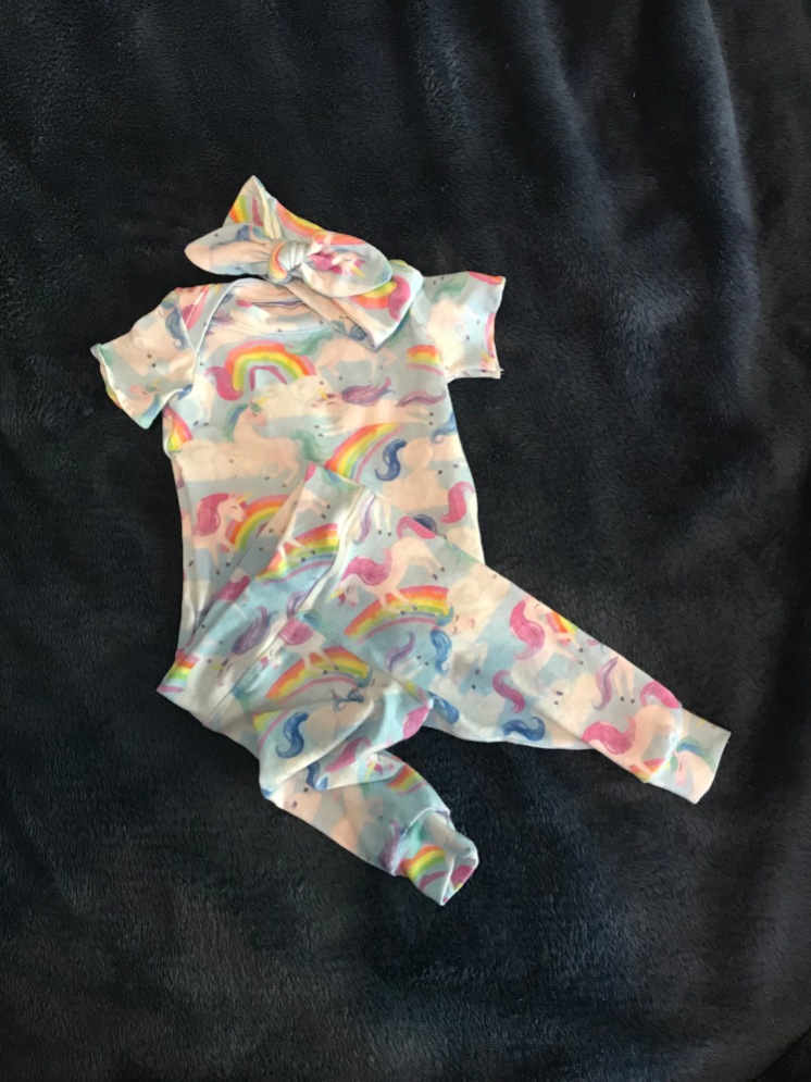 Unicorns and rainbows for a friend's baby